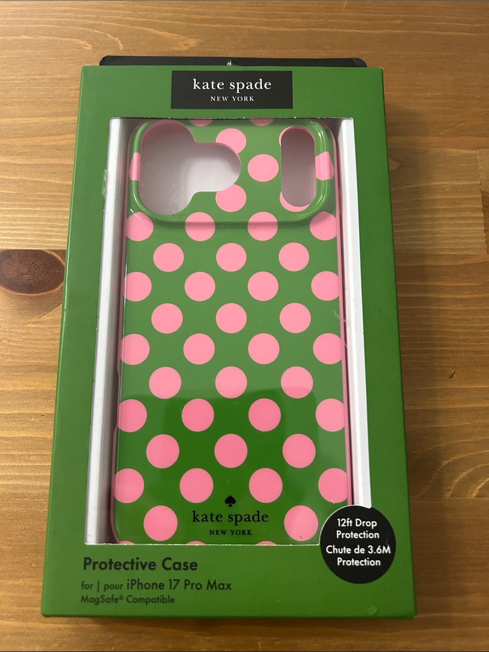 New kate spade Green and Pink Polka Dot iPhone Case for iPhone 17 Pro Max